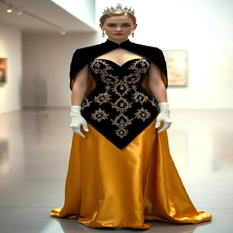 Sophisticated Black And Gold Prom Dress With Cape Sleeves Elegant Pageant Lace Arabic Evening Dress 2025 Formal Occasion Party Vestio De Gala Birthday