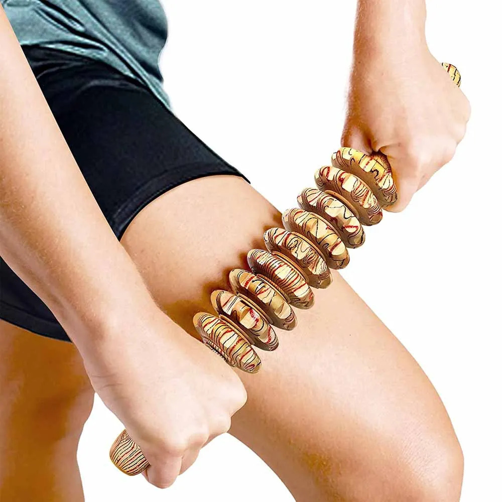 9 Rollers Wooden Massager Handheld Roller Stick Trigger Point Manual Massage Tools for Anticellulite Body Muscle Pain Relief 250619