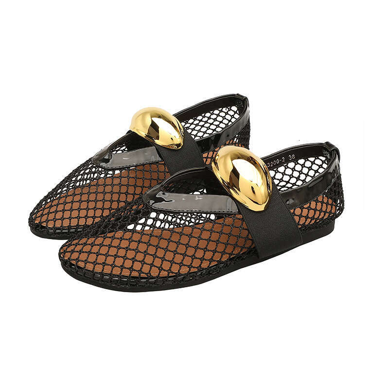 Baita Casual for Women 2024 New Genuine Leather Mesh One-Strap Comfortable Flat Ballet Shoes