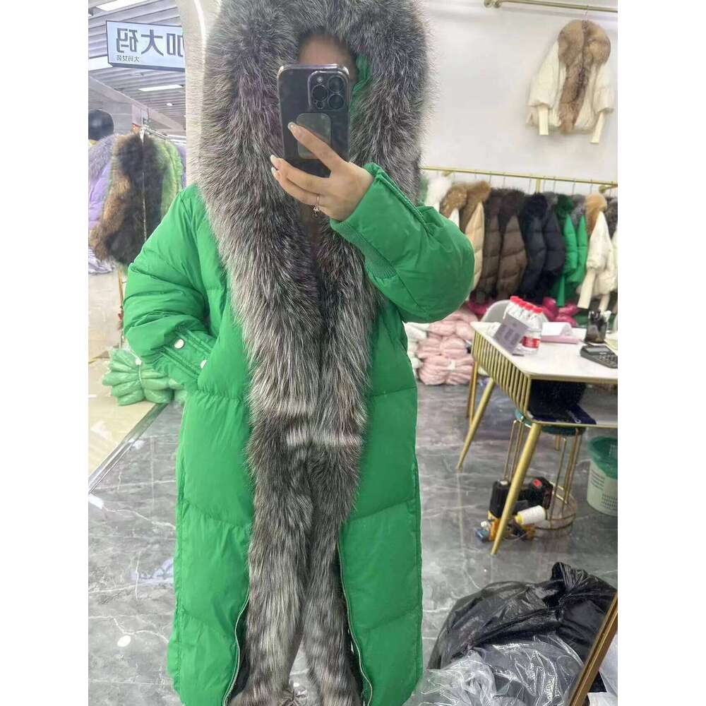 2024 New Winter Women Warm 90% Goose Down Jacket Long Real Fox Fur Hooded Thick Outerwear Female Coat Streetwear