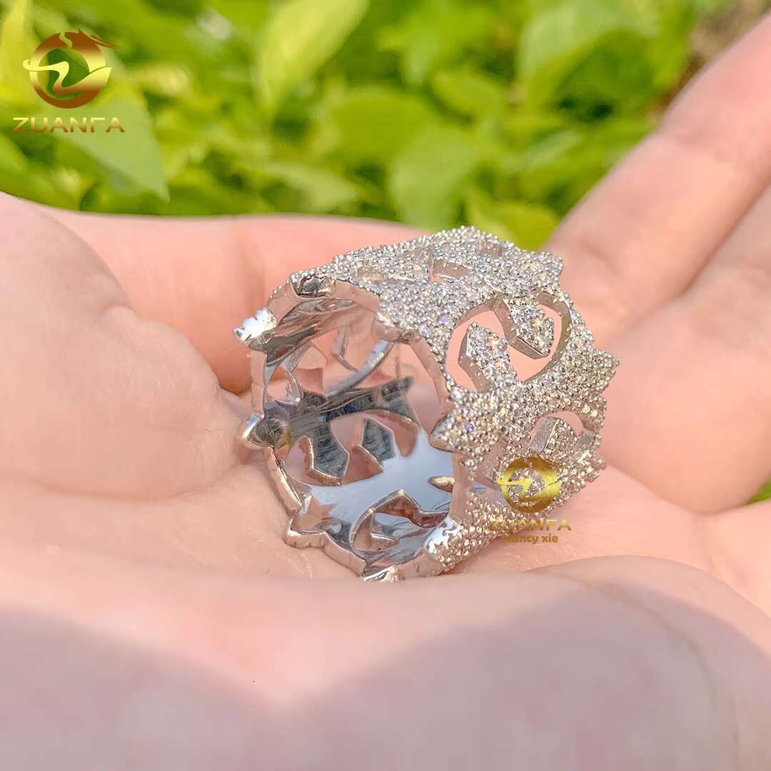 Iced Out Jewelry Luxury Style S925 With Vvs Moissanite Diamond Custom Ring Pass Diamond test Hip Hop Ring