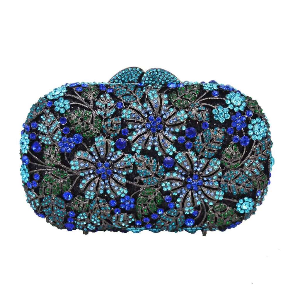 Sier Crystal Evening Bags Flower Designer Dia Day Clutches For Women Wedding Bridal Purse Sc225