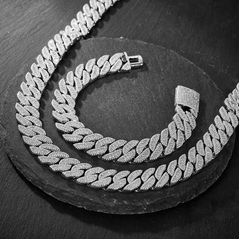 Chic Male Accessory: Premium S925 Silvery Band With Embedded Moissanites