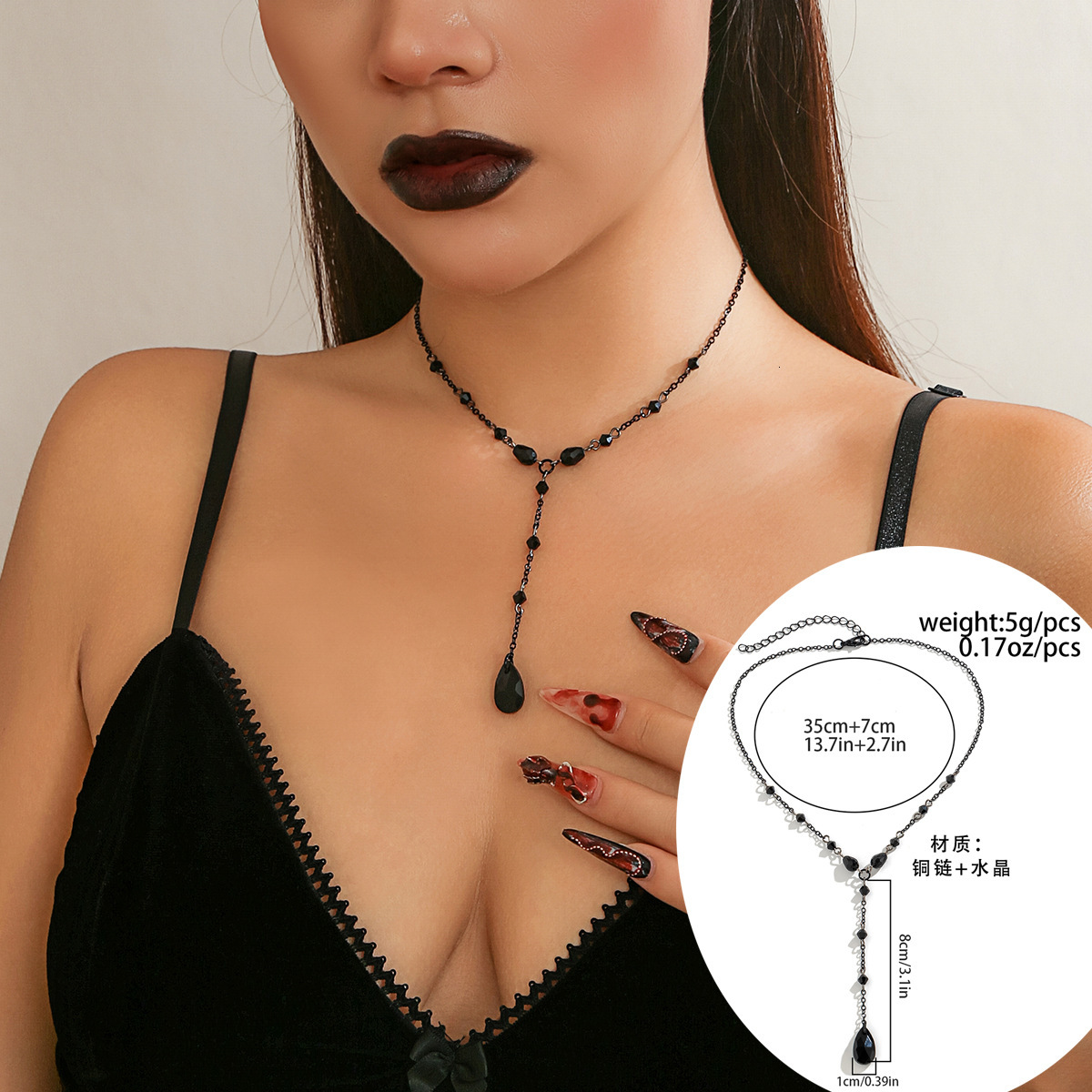Accessories Gothic Blood Tassel Necklace Niche Sweet Cool Metal Water Drop Choker