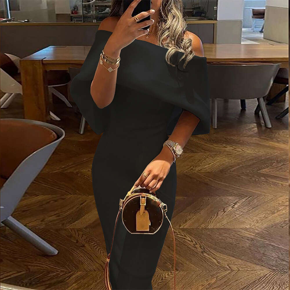 Autumn Women's Off-Shoulder Slim Fit Bodycon Dress B5