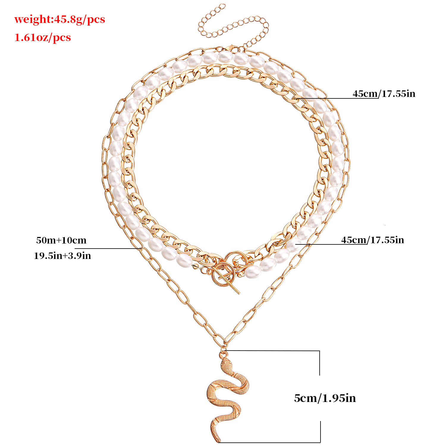 Jewelry Hip Hop Geometric Pearl Cuban Chain Snake Pendant for Women Pastoral Style Necklace Jewelry for Women