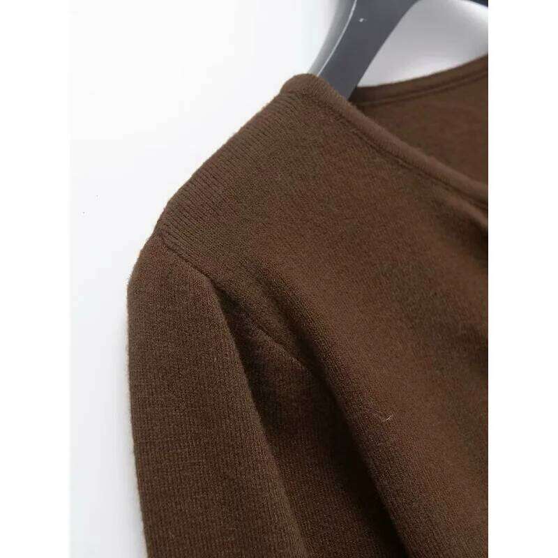 Cozy Sweaters Slim Pleated Knit Y2k Vintage Top Women's Autumn Sweater Fall Fashion Long Sleeve Pullovers