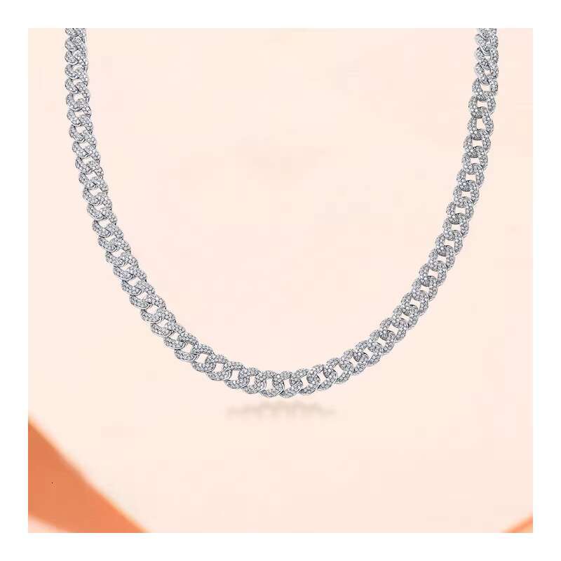 Free Design S925 Silver Cuban Necklace for Men and Women Island Crushed Ice Clavicle Chain Moissanite Pendant
