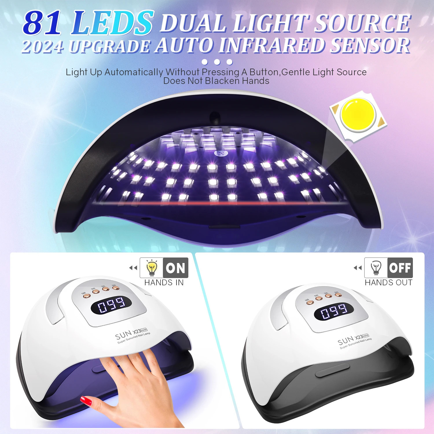81LEDS Professional Nail Dryer Lamp For Manicure Powerful UV LED Gel Nail Lamp With Automatic Sensing Gel Polish Drying Lamp 250625
