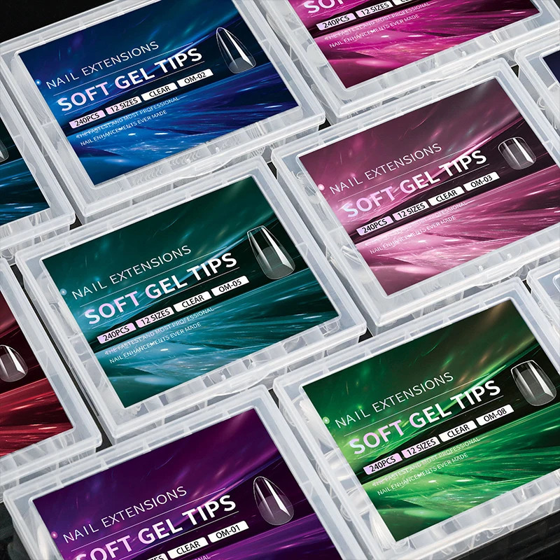 False Nail Tips Soft Gel Fingertip Semi-matte Capsules Almond French Coffin Full Cover Artificial Fake Nails Extension 250625