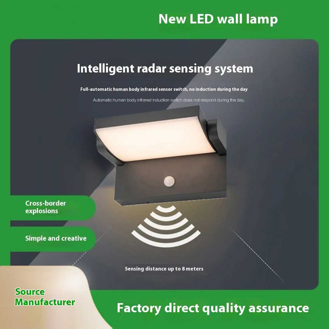 LED AC85-265V Wall Lamp Motion Sensor Light Outdoor Wall Light Porch Balcony Garden Courtyard Lamp Retro Living Room Bedroom XJ250624