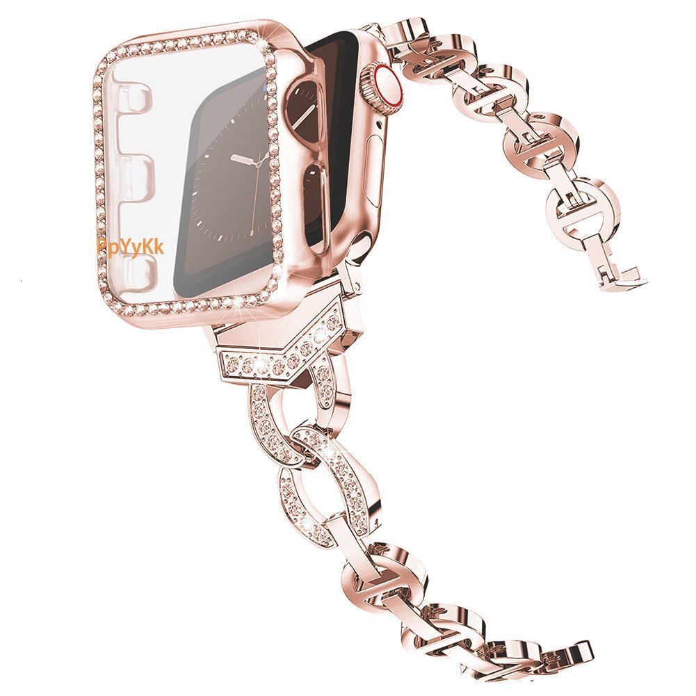 Luxury Premium Unique Designer Rhinestone Bling Stainless Steel iWatch Band Fashion Elegant Metal Strap for iWatch Series 1-8 High-End Accessory