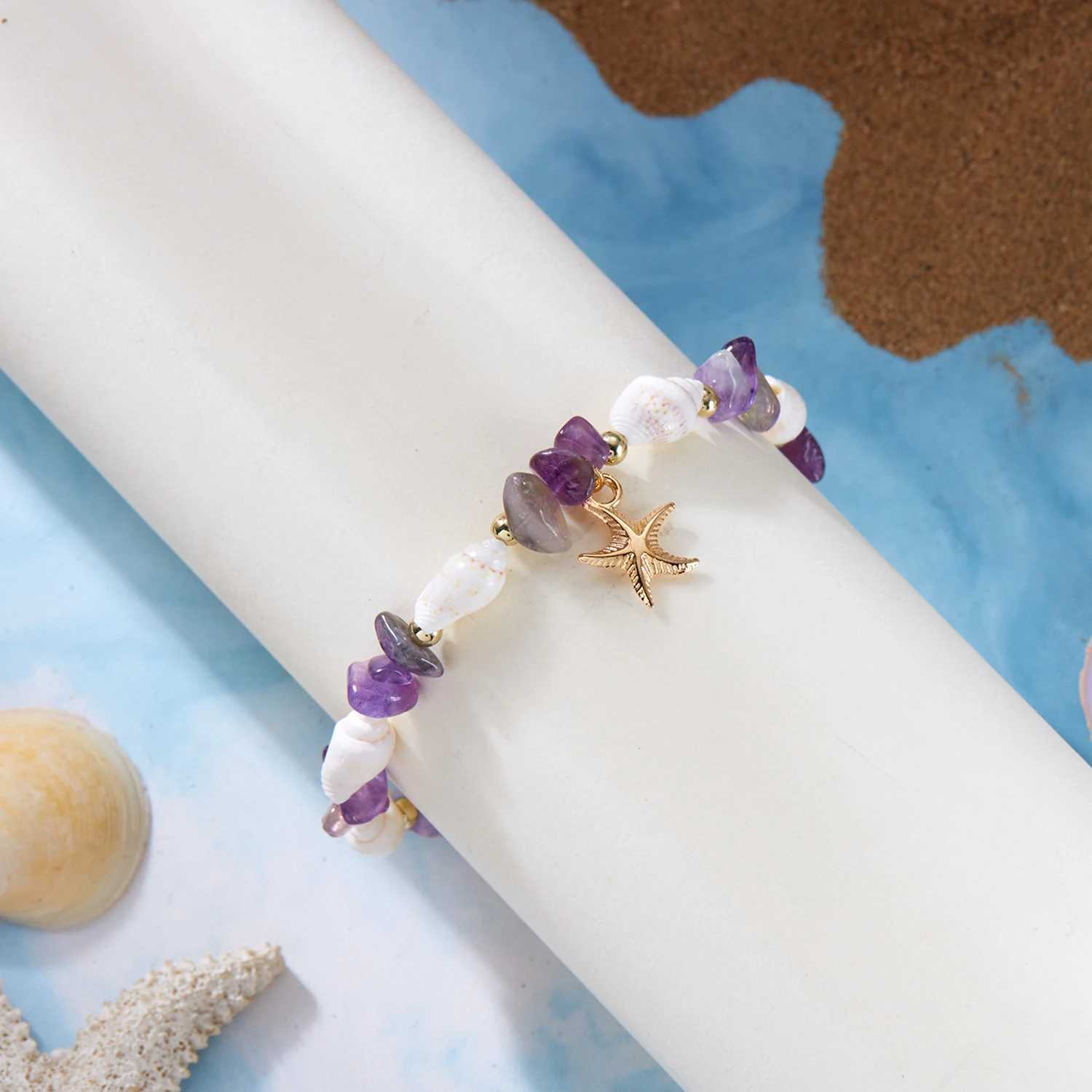 Bohen Starfish Pendant Bracelet for Women Handmade Ced Stone Beaded Bracelet Summer Beach Jewelry Travel Accessory Gift X250625