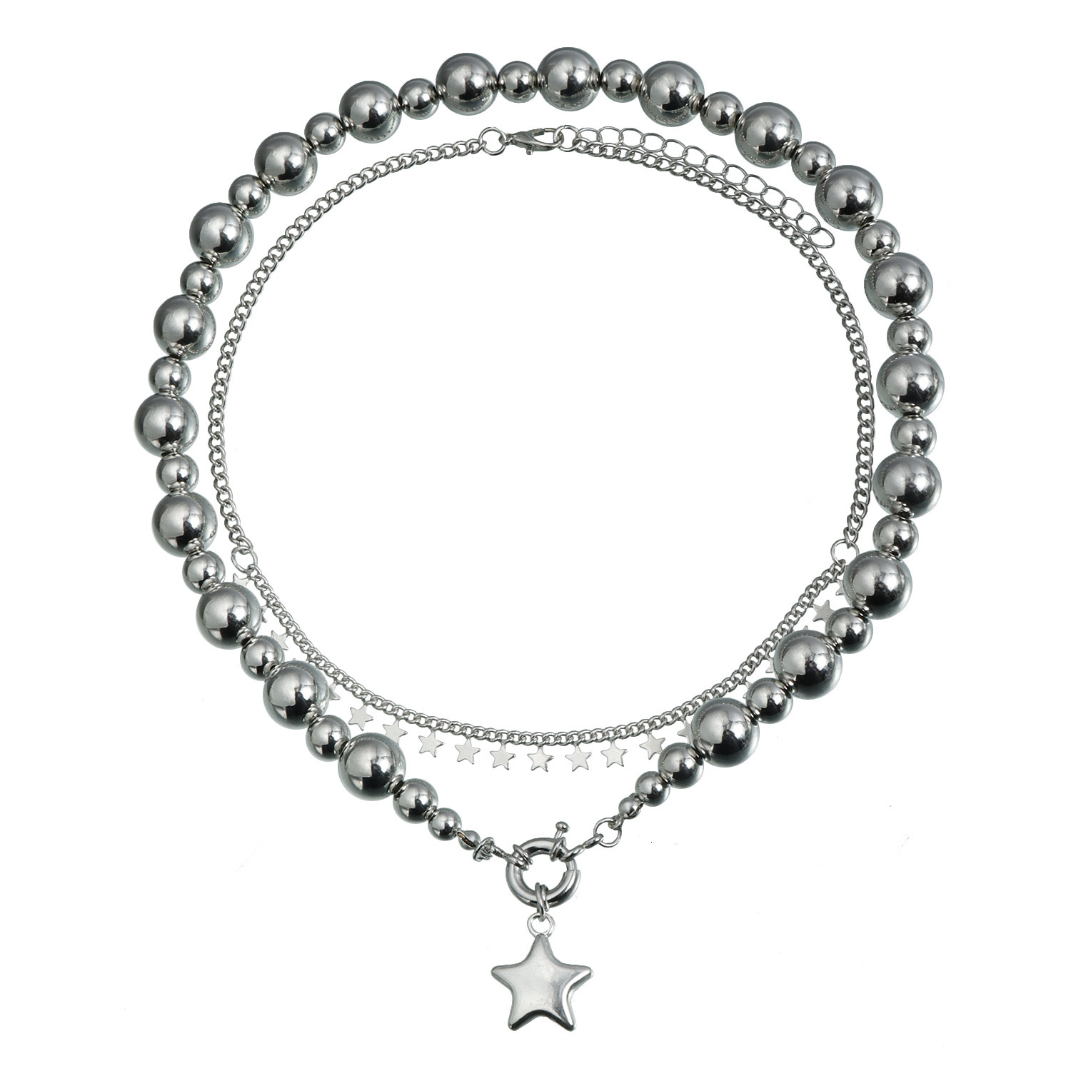 Jewelry INS Metal Texture Pentagram Pendant Detachable Clavicle Chain Necklace Bracelet Set for Women Jewelry for Women