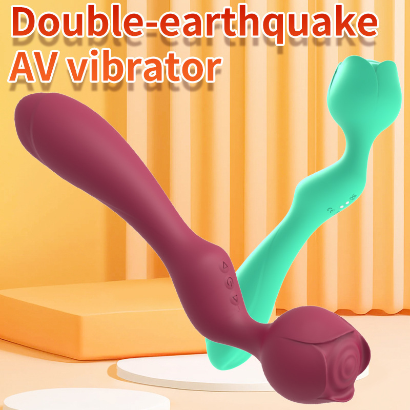 Liquid Silicone Rose Head Vibrator Heating AV Wand Massager Adult Sex Toy