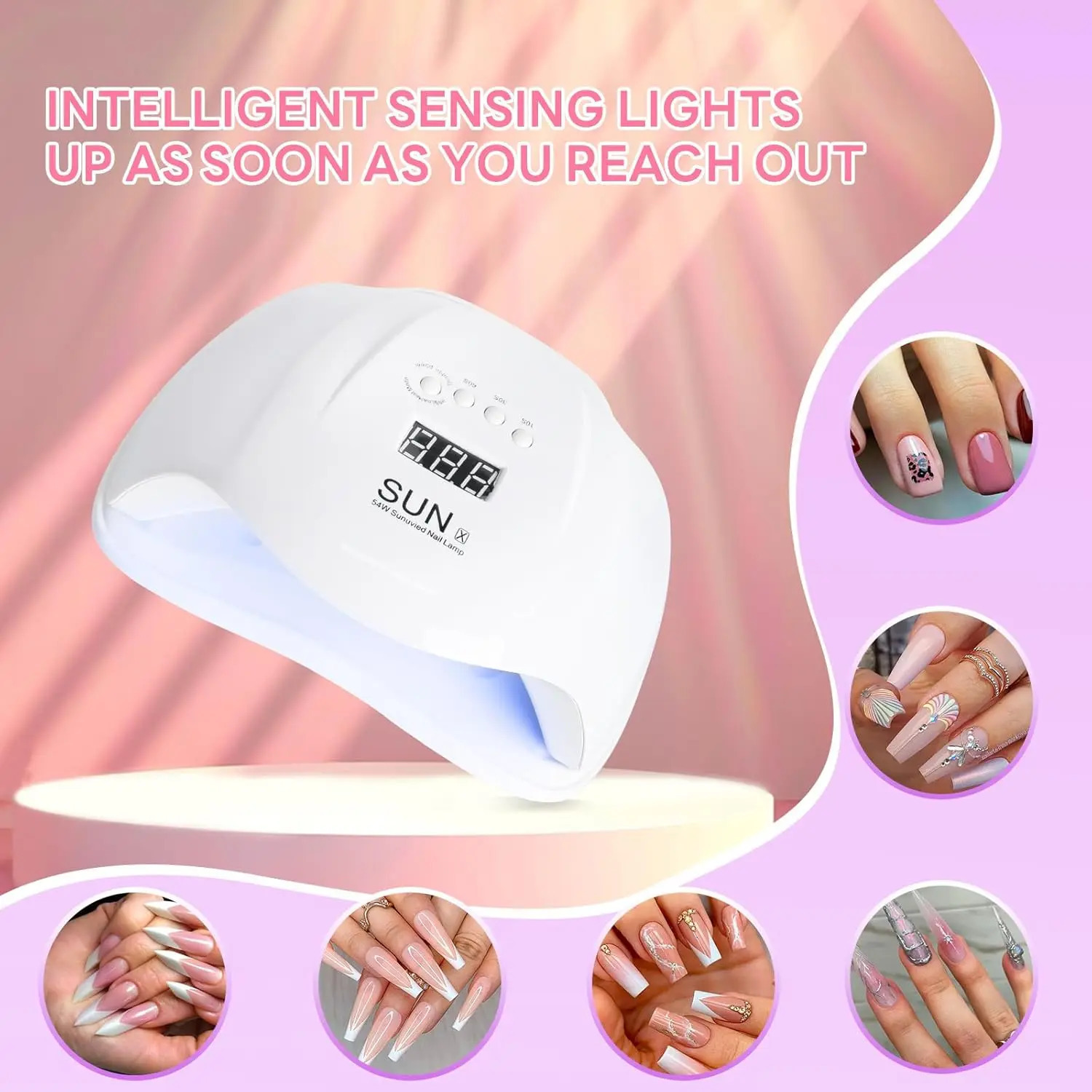 YIKOOLIN 54W UV LED Nail Lamp With 36 Lamp Quick Dry Nail Polish Dryer with 4 Timer Options for DIY Nail Art And Gel Nails 250625