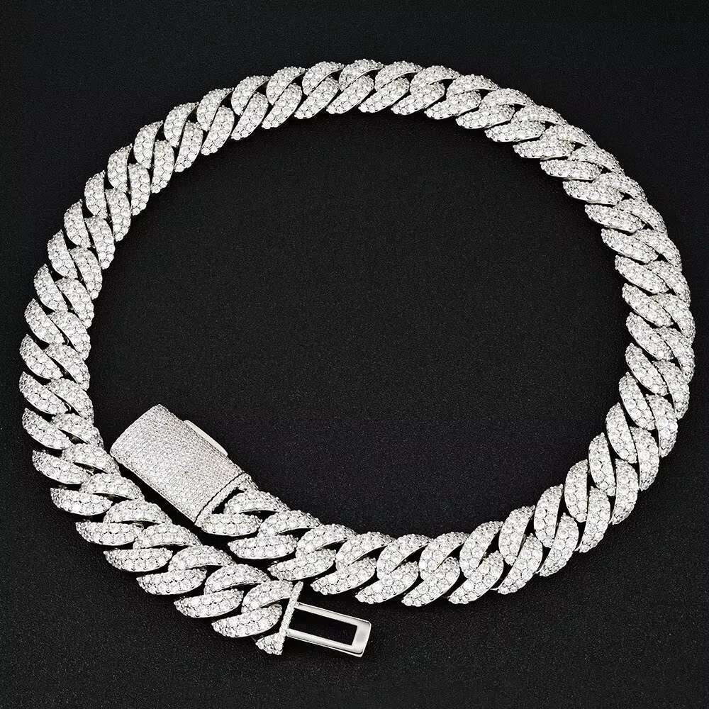 Pass Diamond Tester Moissanite Hip Hop Cuban Chains Jewelry 16mm 925 Sterling Silver VVS Moissanite Miami Cuban Link Chain