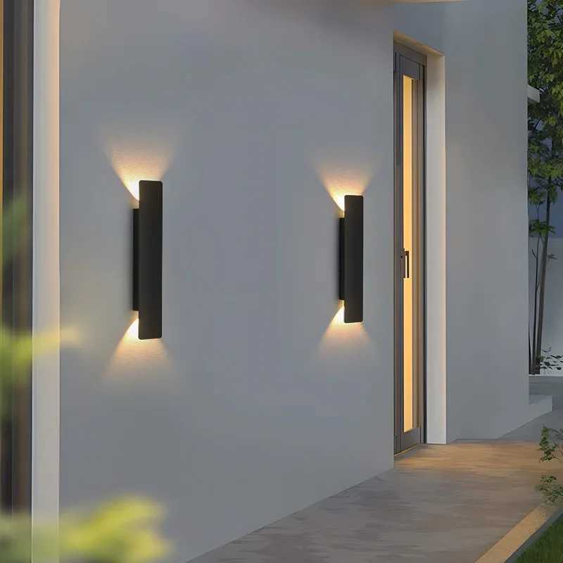 Outdoor Waterproof Wall Lamps Strip Aluminum Wall Lights 18W LED Black Wall Lamp Bedroom Exterior Outdoor Lighting Fixtures XJ250624
