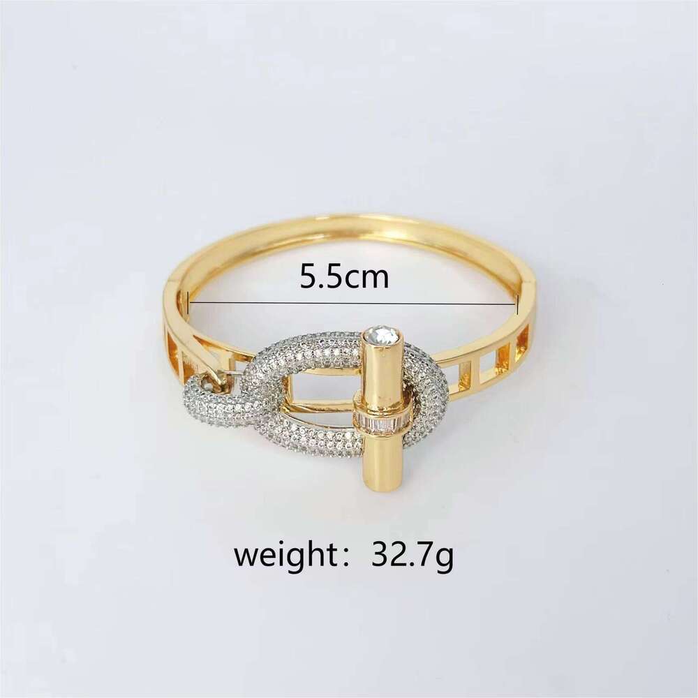 DHcollections Copper Inlaid Zircon Fashion and Finger Rings Set Premium Heavy Industry Ring Bracelet