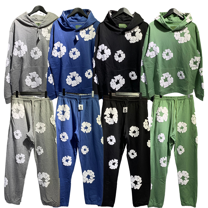 designer men hoodie designer hoodie fashionable foam printed letters flower jogger casual drawstring pants round neck tracksuit street set wreath sweatshirt