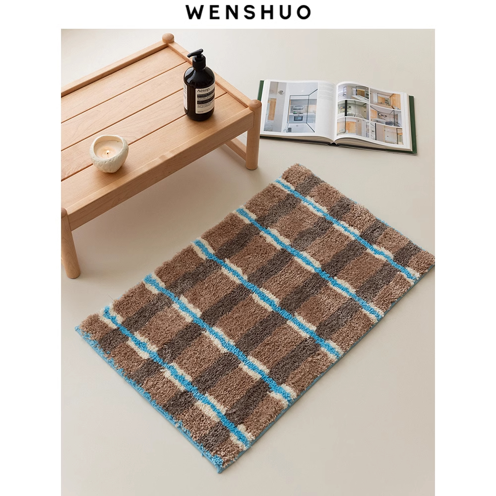 Bathroom checkered style carpet, water-absorbing and anti-slip. H260226