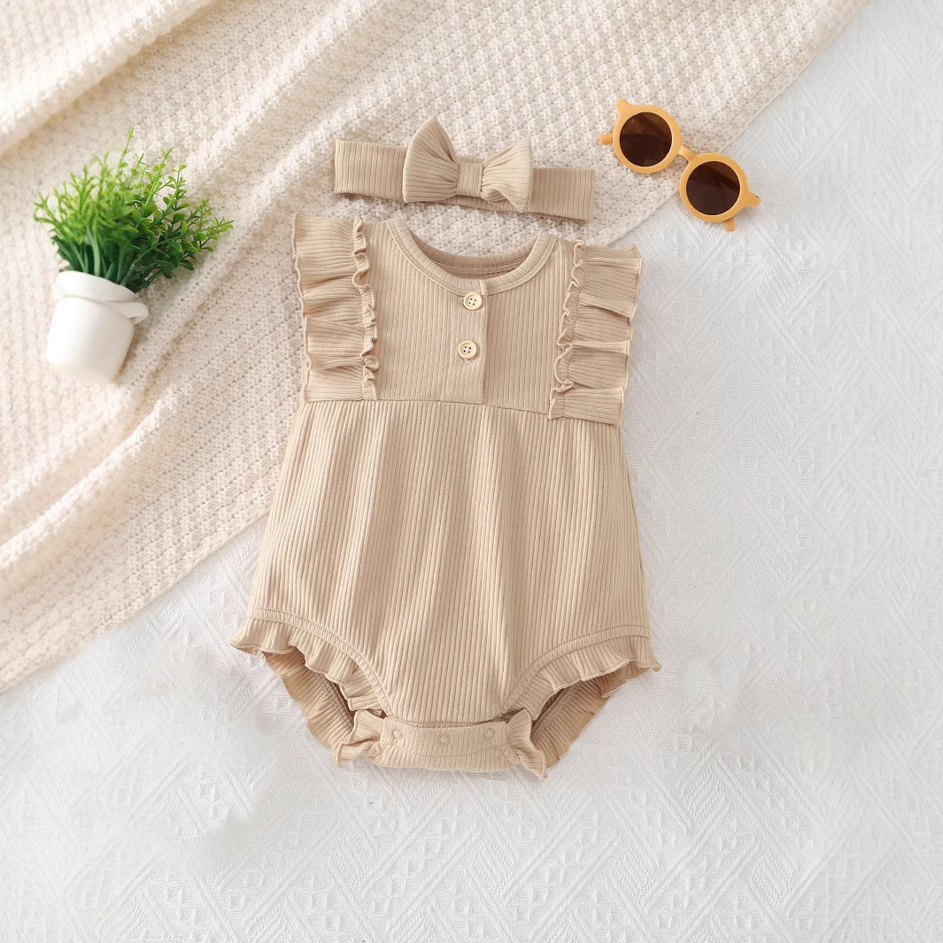 Newborn Baby Onesie Ruffled Modal Jumpsuit Short-sleeved Onesie Children's Summer Clothes Clothes