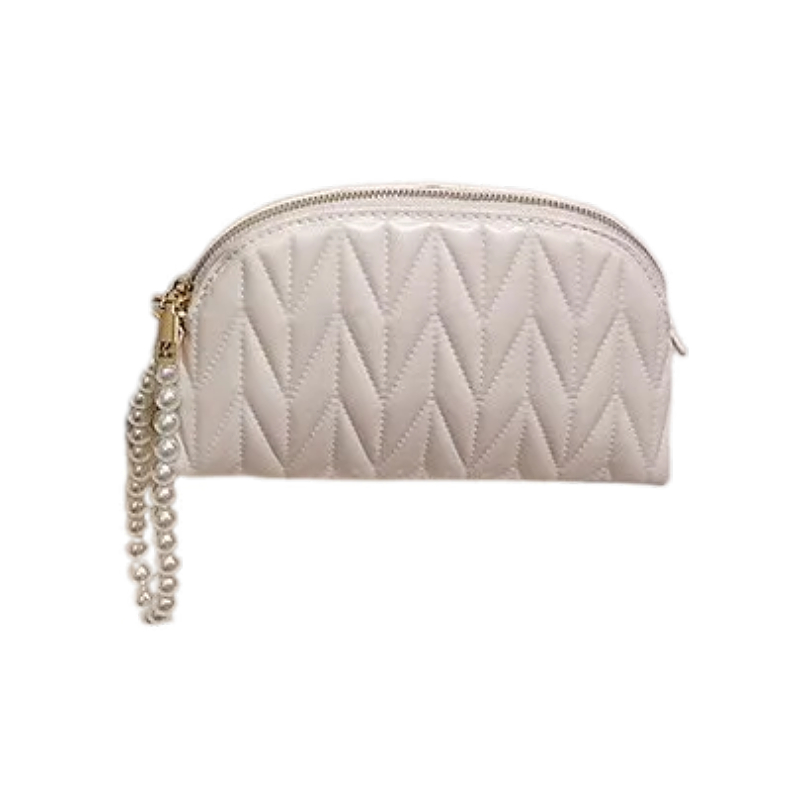 Trendy New Pearl Chain Embroidery Thread Large Capacity Makeup Handheld Versatile Travel Waterproof PU Toilet Storage Bag