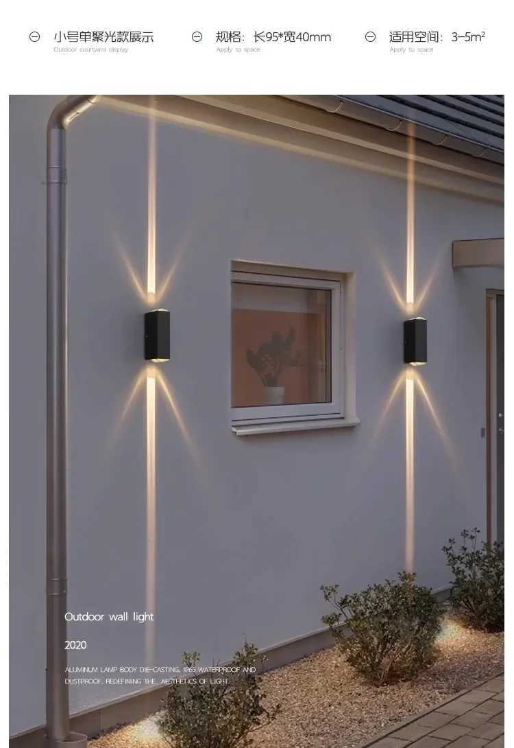 Silver Aluminum COB outdoor light 6W outdoor lighting Outdoor Waterproof IP65 wall lamp porch light Up and Down Wall Sconces XJ250624