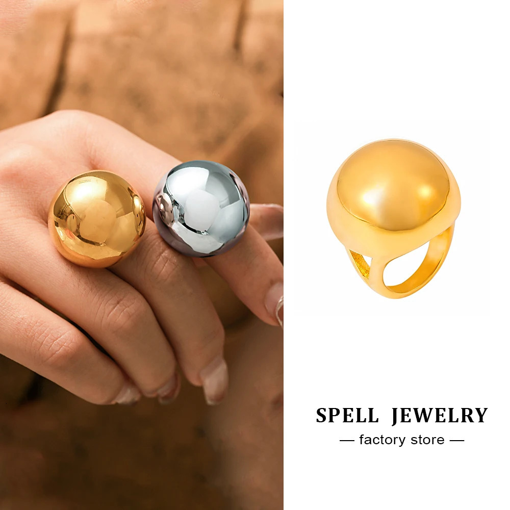 Striking Chunky Rings In Stainless Steel For Women Hip Hop Rock Style Hyperbole Gold Silver Color Womens Ring Large Female Ring 250624