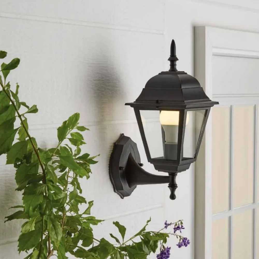 13.5 Classic Black Outdoor Coach Wall Light Clear Glass Lens Bulb Not Included Crafted from metal with Matte Black FinishXJ250624