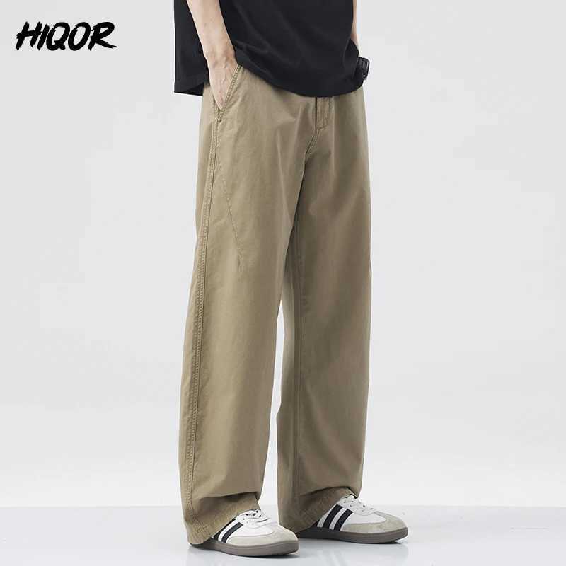 HIQOR American Casual Straight Pants Spring Mens Pants Summer Y2k Cargo Pants Baggy Man Armygreen Harajuku Jogging Trousers Man X250625