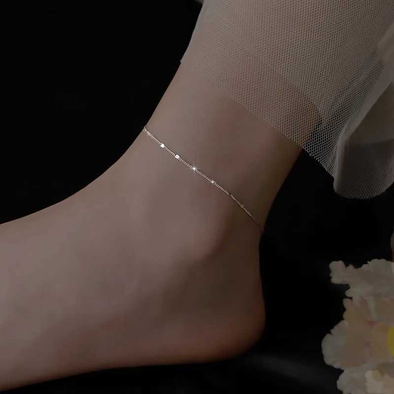 Fashionable Sparkling Small Square Anklet Chains for Women Simple and Compact Foot Chains Instagram Jewelry U250624