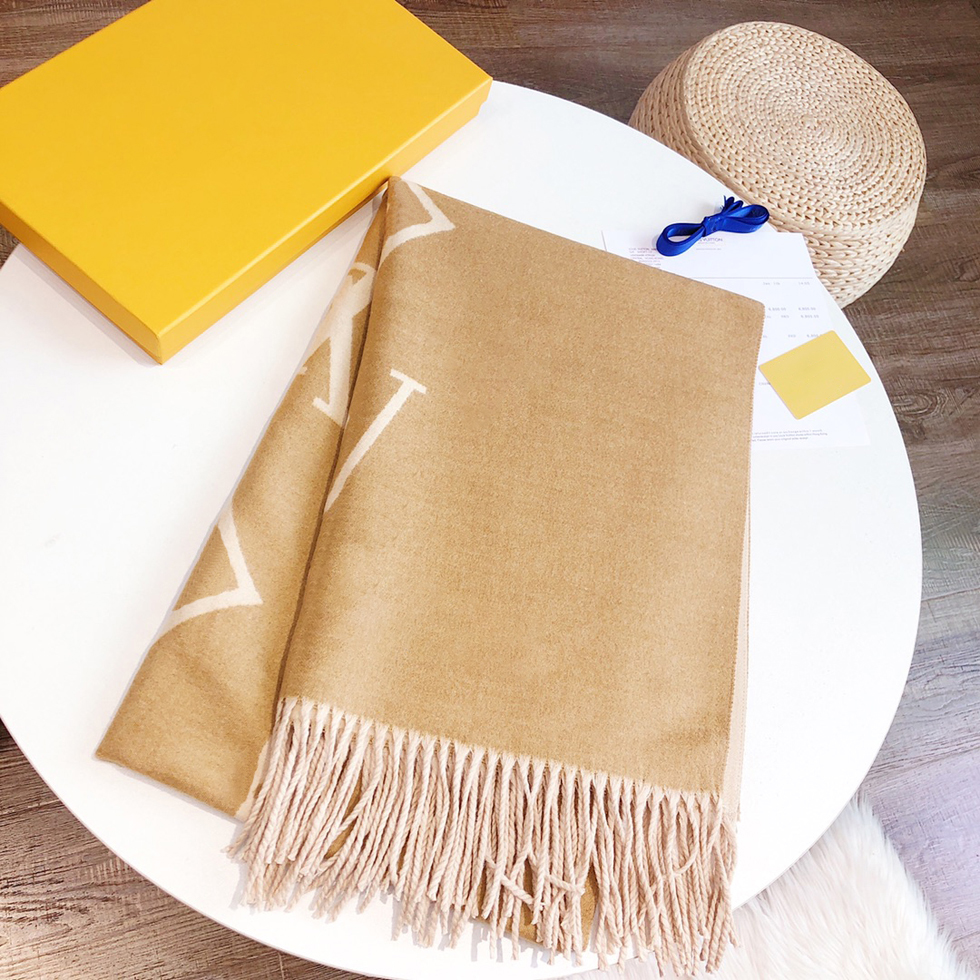 Designer silk scarf for women scarf Thick warm wrap cashmere cotton scarf Fashion scarf Autumn and winter wool brown cream fashion new scarf