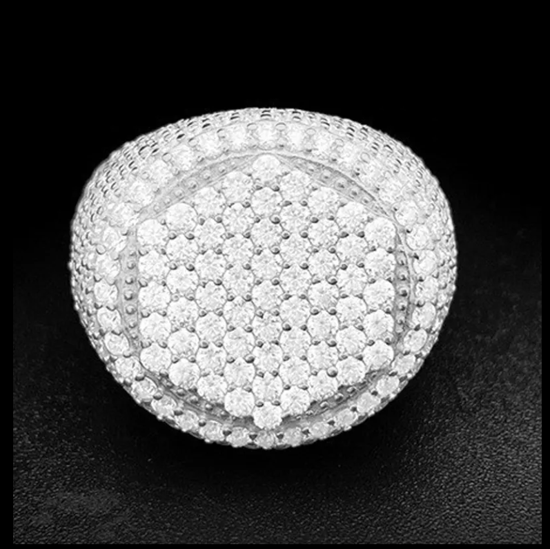925 Silver Fine Jewelry Luxury Ice Out Moissanite Rings Hip Hop Rapper Rings