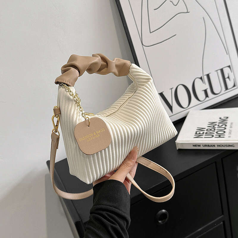 Ins Popular Crossbody Dumpling Ladies Bags 2025 Summer Handheld Pleated High-end Elegant Small Bag