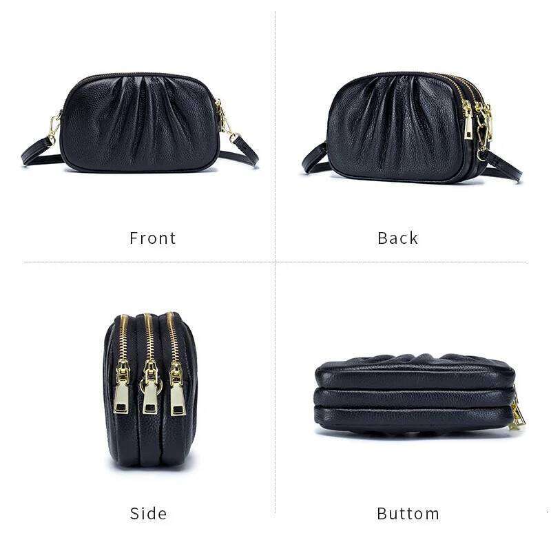 Luxurious Design Bags 2023 Summer New Lady Girls Cross-body Messenger Women Casual Genuine Leather Shoulder Female Leisure Zipper Clutch Bag Purse