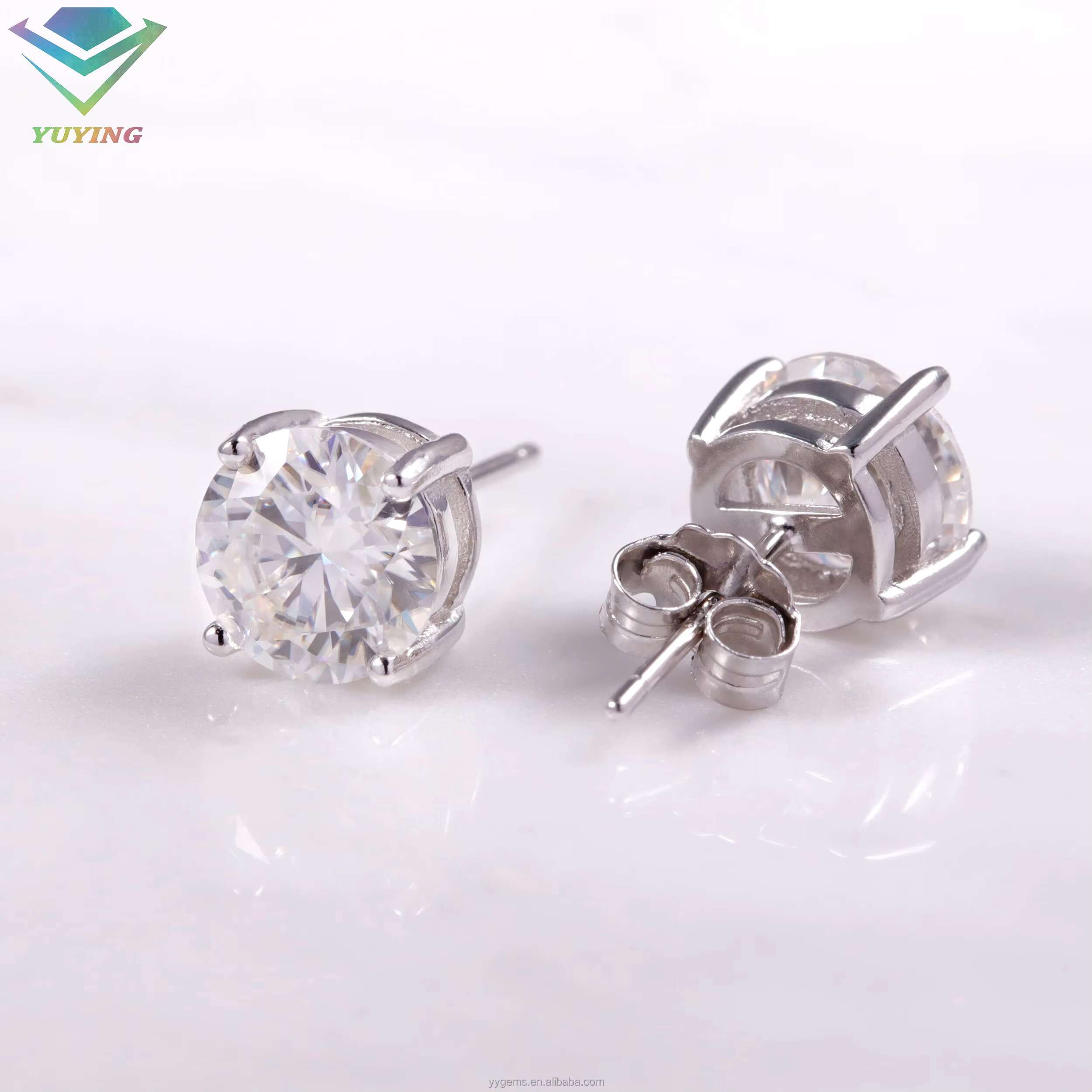 RTS Classic 4 Prongs Mossanite Earrings for Men Women 925 Sterling Silver 1.5CT 2CTVVS Moissanite Diamond Stud Earrings