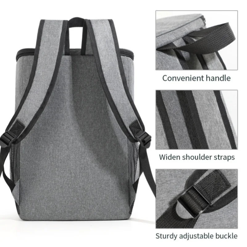 Double Shoulder Backpack Simple Portable Camping Picnic Bag Large Capacity Fresh Ice Pack Outdoor Thermal Food Bag 250624