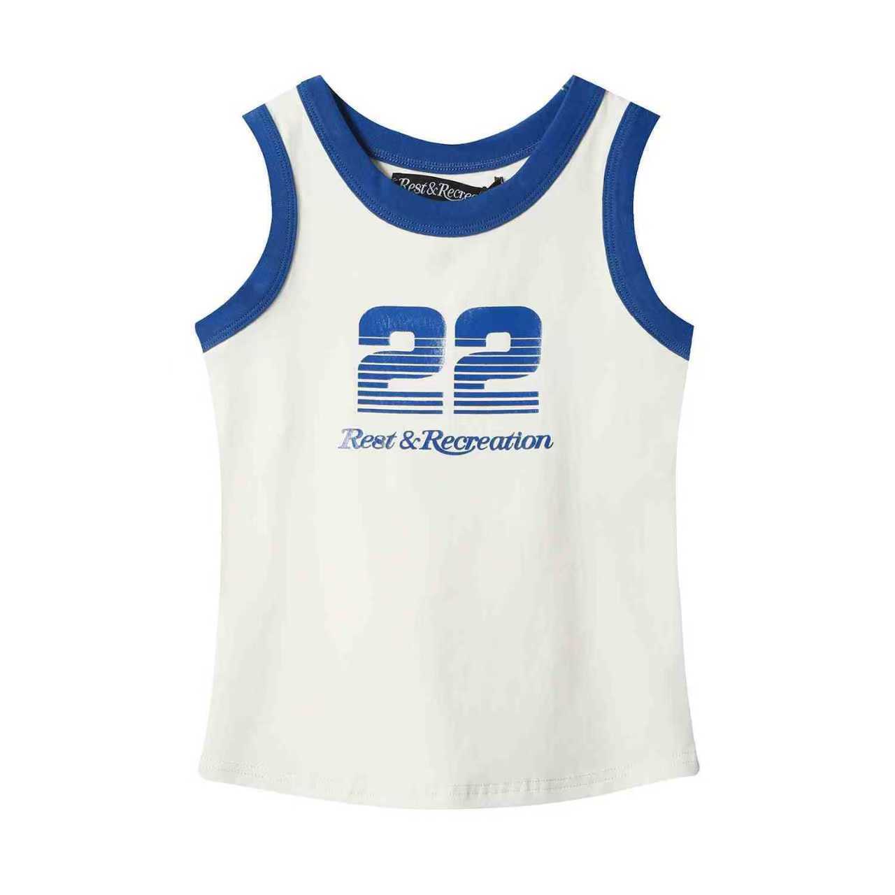 Res's Contrast Number 22 Printed Bottom Layer Vest American Hottie Pretty Girl Vintage Busty Short Sleeve Crew Neck T-Shirt L250626