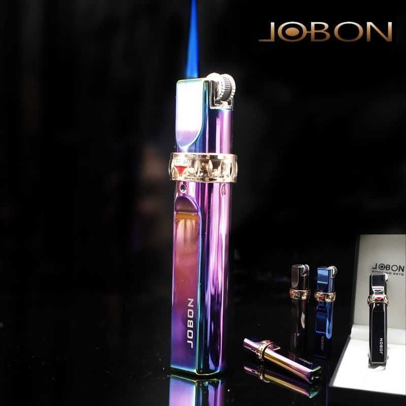 jobon Zhongbang Lighter Creative windproof personalized grinding wheel metal blue flame inflatable lighter High-end gift