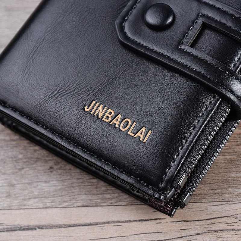 2024 Men Wallets Short PU Leather Double Zipper Hasp Men Purses Card Holder Coin Pocket Vintage High Quality Brand Men Wallets W250911