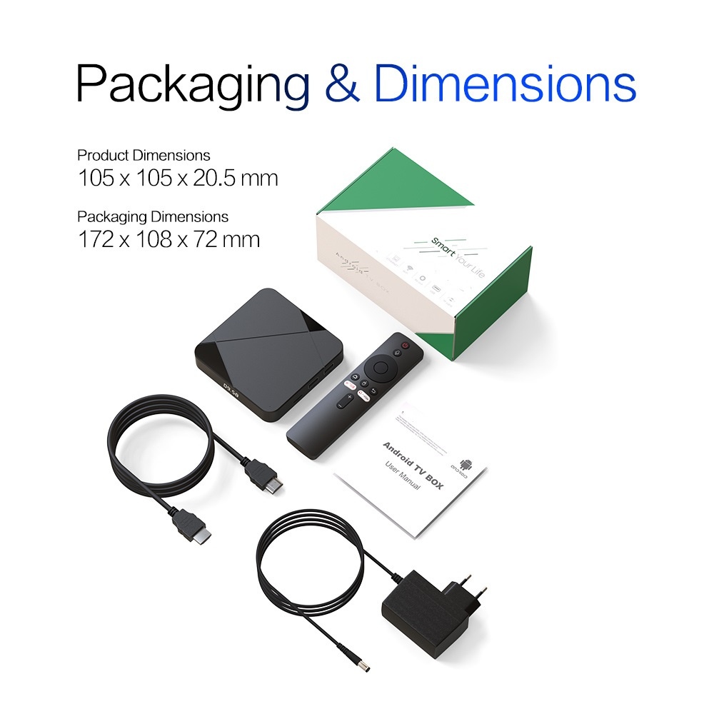 Tanix TX5 Android 14.0 ATVOS TV Box Amlogic S905Y5 Quad Core AV1 BT 2.4G&5G Dual Wifi 4K HD Set Top Box Media Player 100M LAN