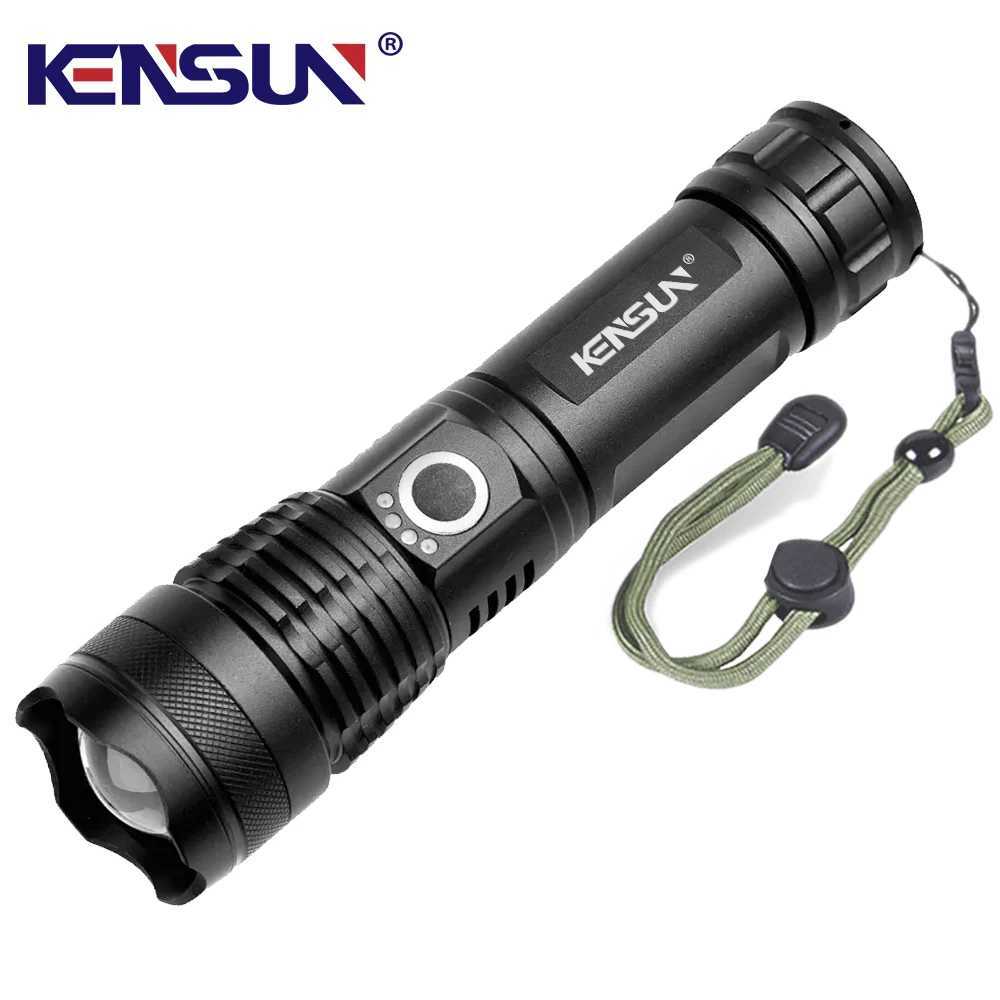 High Power 4-Core XHP50 LED Flashlight Type-C Rechargeable Torch Zoom Hand Lantern 18650 For Camping Outdoor Emergency Use W250701