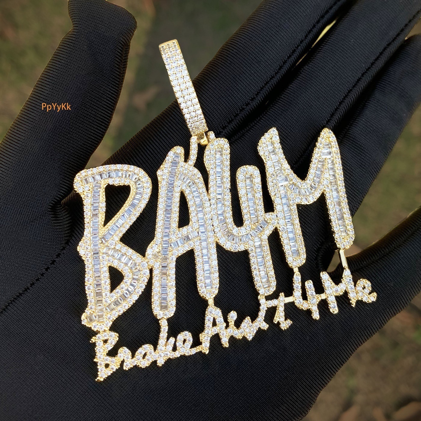 Fashion Hip Hop Accessories BA4M Letter Pendant Luxury Iced Out Moissanite 18K Gold Plated Necklace Bling Bling Jewelry Passes the diamond tester
