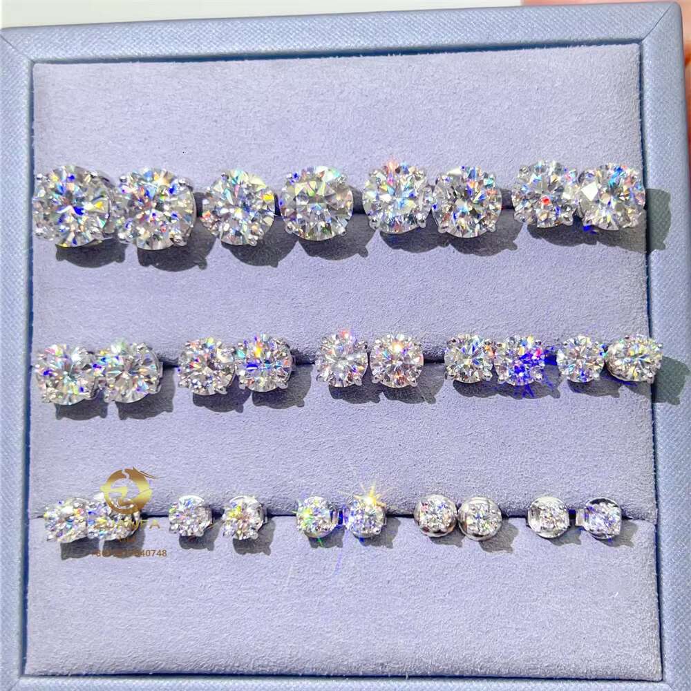 Hot Selling Top Quality Stud Earring Pass Diamond Tester Screw Back Hip Hop 10k 14k Solid Gold Earrings Moissanite Jewelry