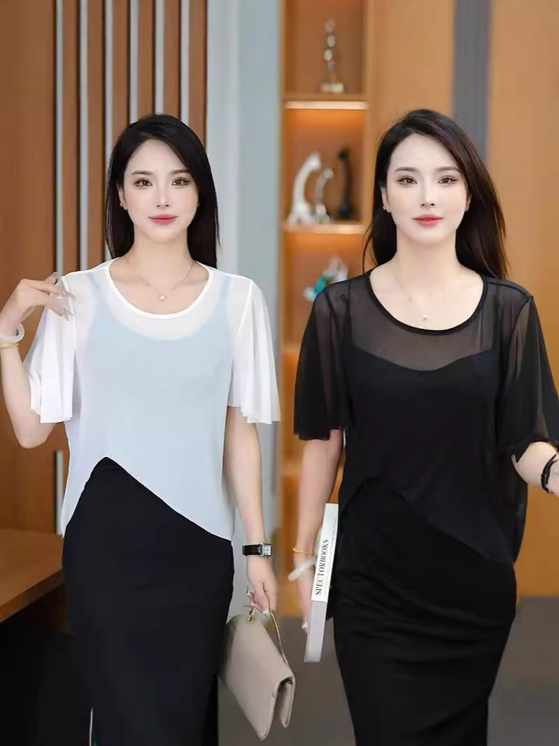 K1142 New summer outerwear shawl ice silk thin mesh large size sunscreen versatile slim jacket women irregular tops