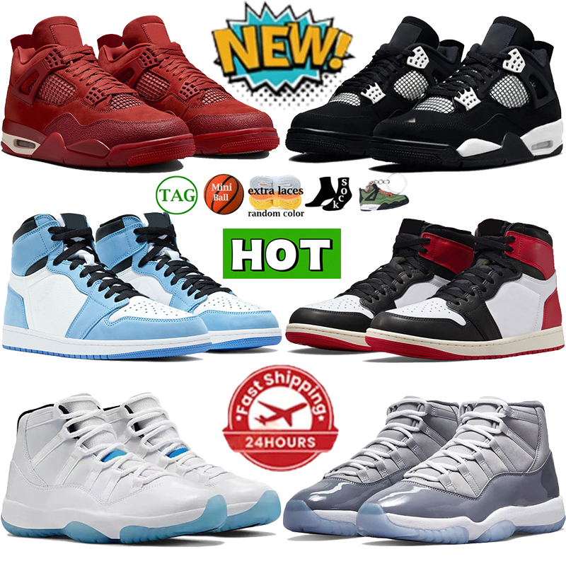 Local Warehouse 4s basketball shoes 11s mens jumpmaan sneakers white red cement thunder black cat Legend university Blue patent bred 1s outdoor men women trainers