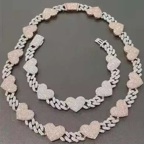 20mm Natural Diamond 14K Rose White Yellow Gold Hip Hop Rapper Chains Ice Miami Style Link Chain Necklace Gift