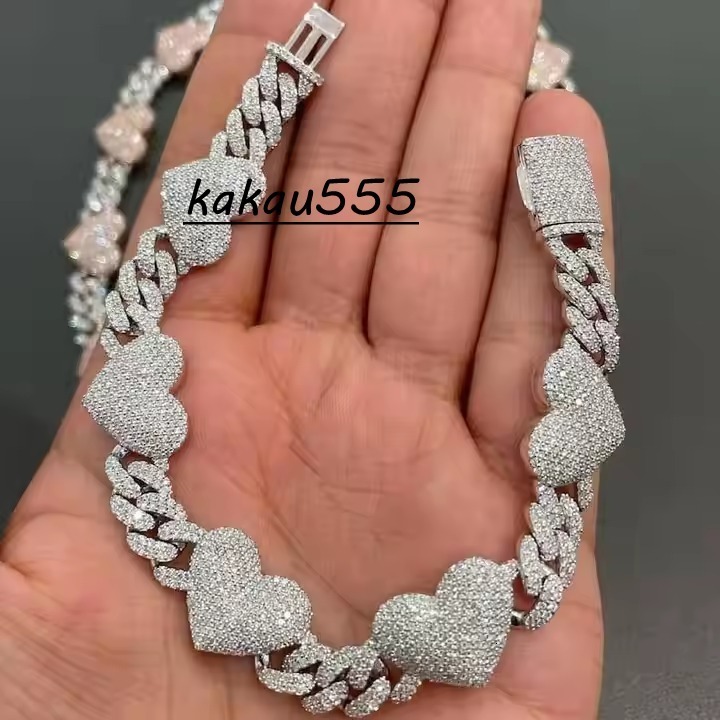 20mm Natural Diamond 14K Rose White Yellow Gold Hip Hop Rapper Chains Ice Miami Style Link Chain Necklace Gift