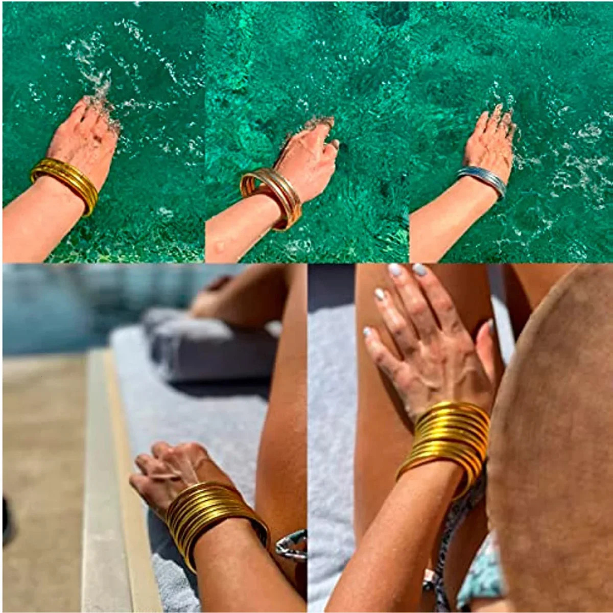 7pcsset Jelly Bangle Bracelet Waterproof Beach for Women Tibetan Buddha Girl 250626